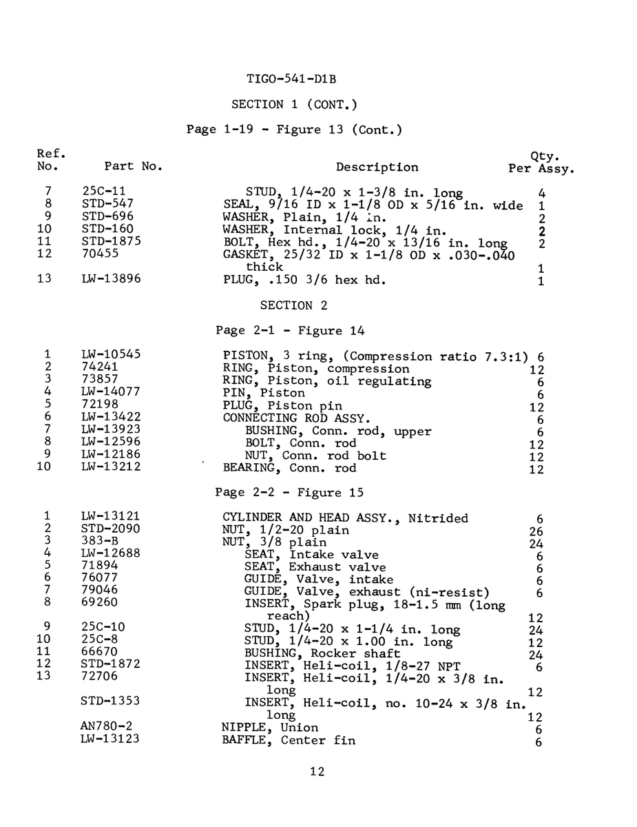 Aviation Part LW-13422