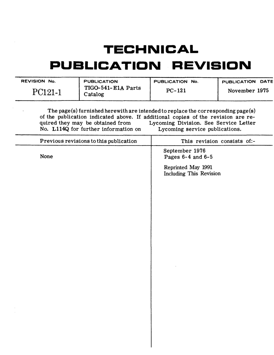 Aviation Part PC121-1