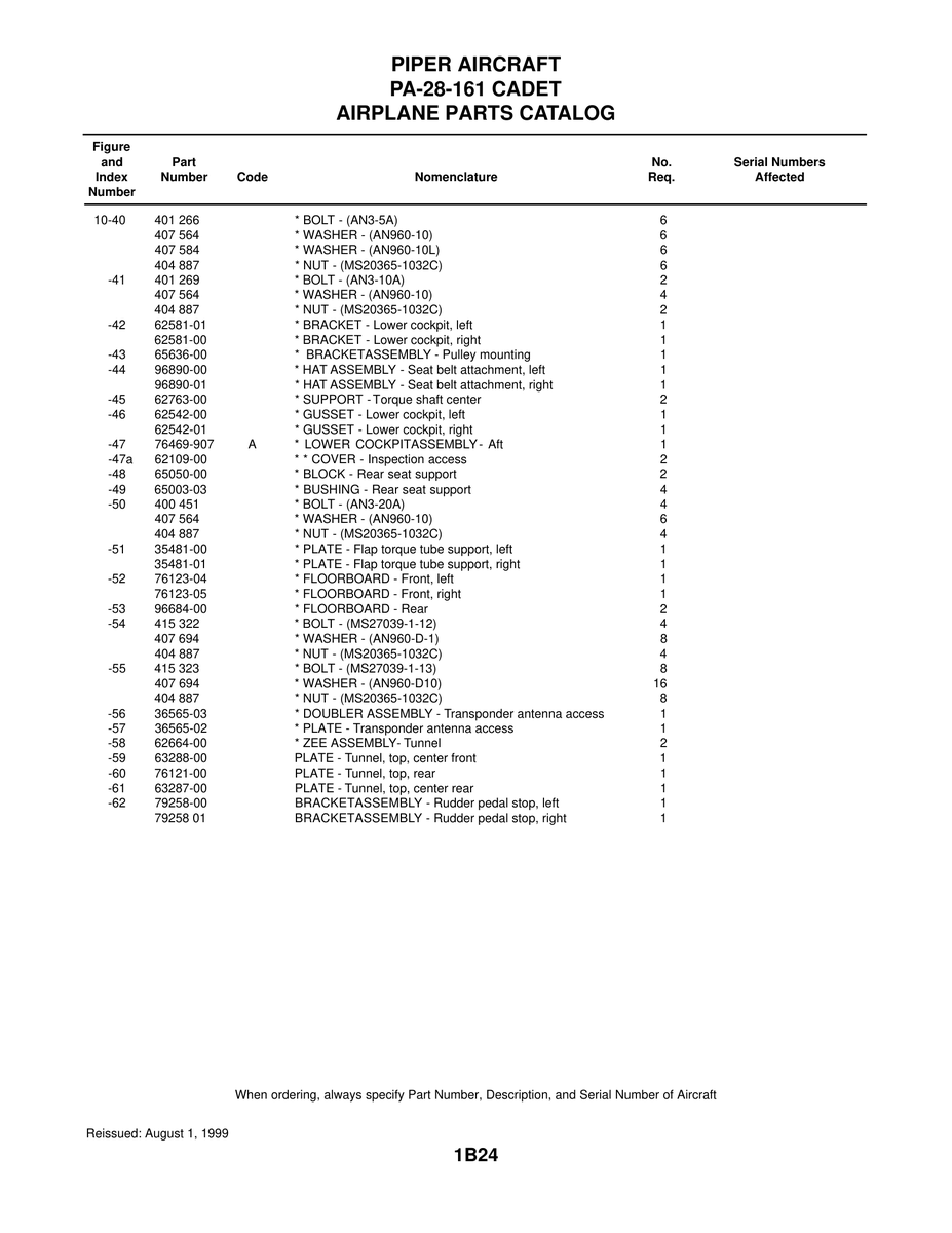 Aviation Part 65636-00 for Piper PA-28 Cherokee Aircraft