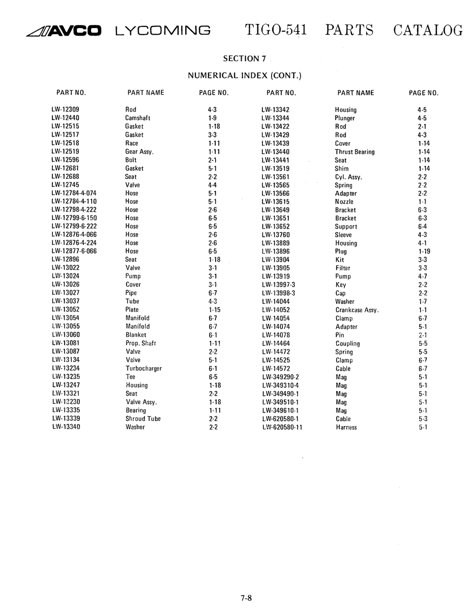 Aviation Part LW-13998-3