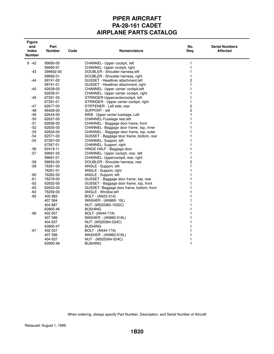 Aviation Part 76261-00 for Piper PA-28 Cherokee Aircraft