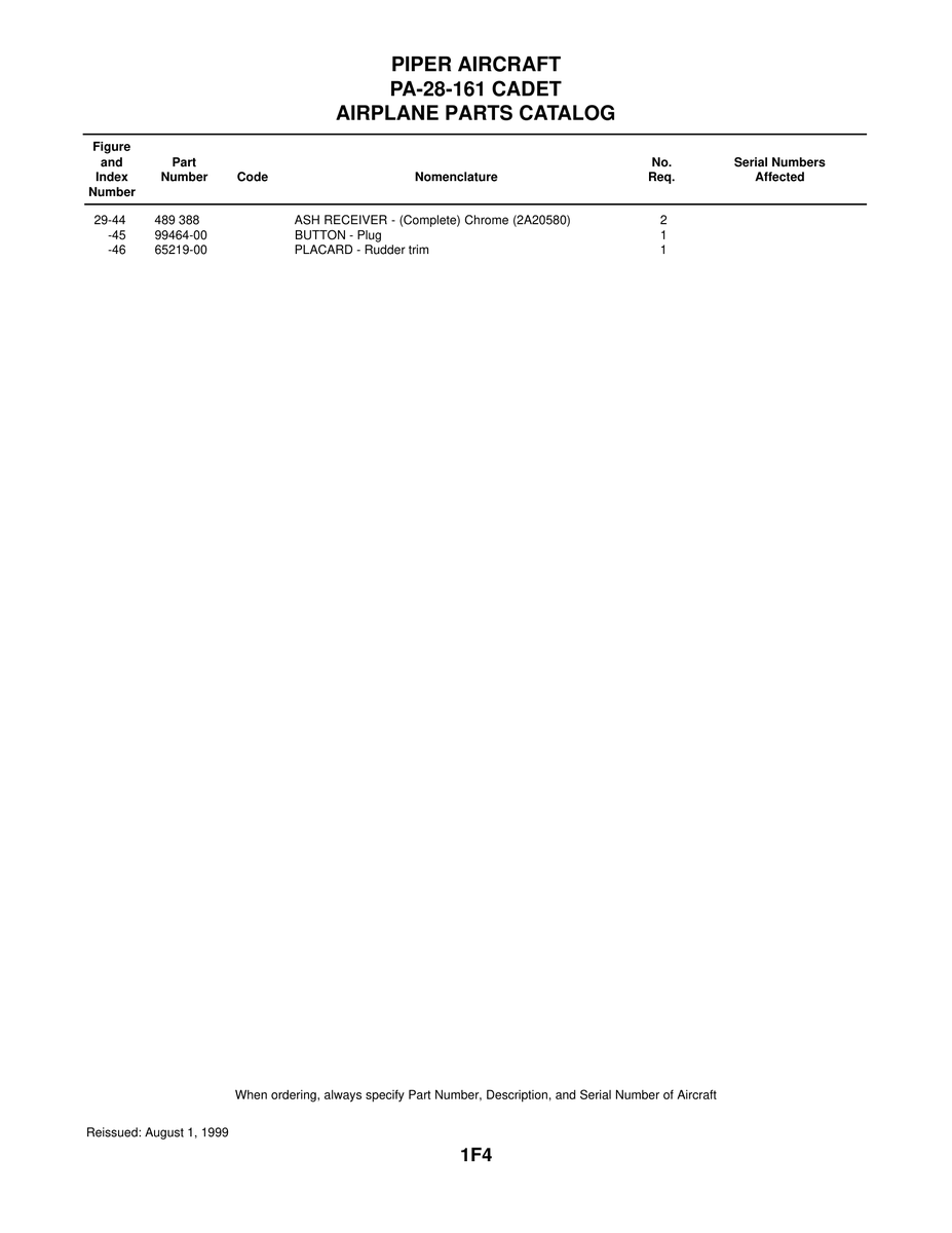 Aviation Part 99464-00 for Piper PA-28-161 Warrior Aircraft