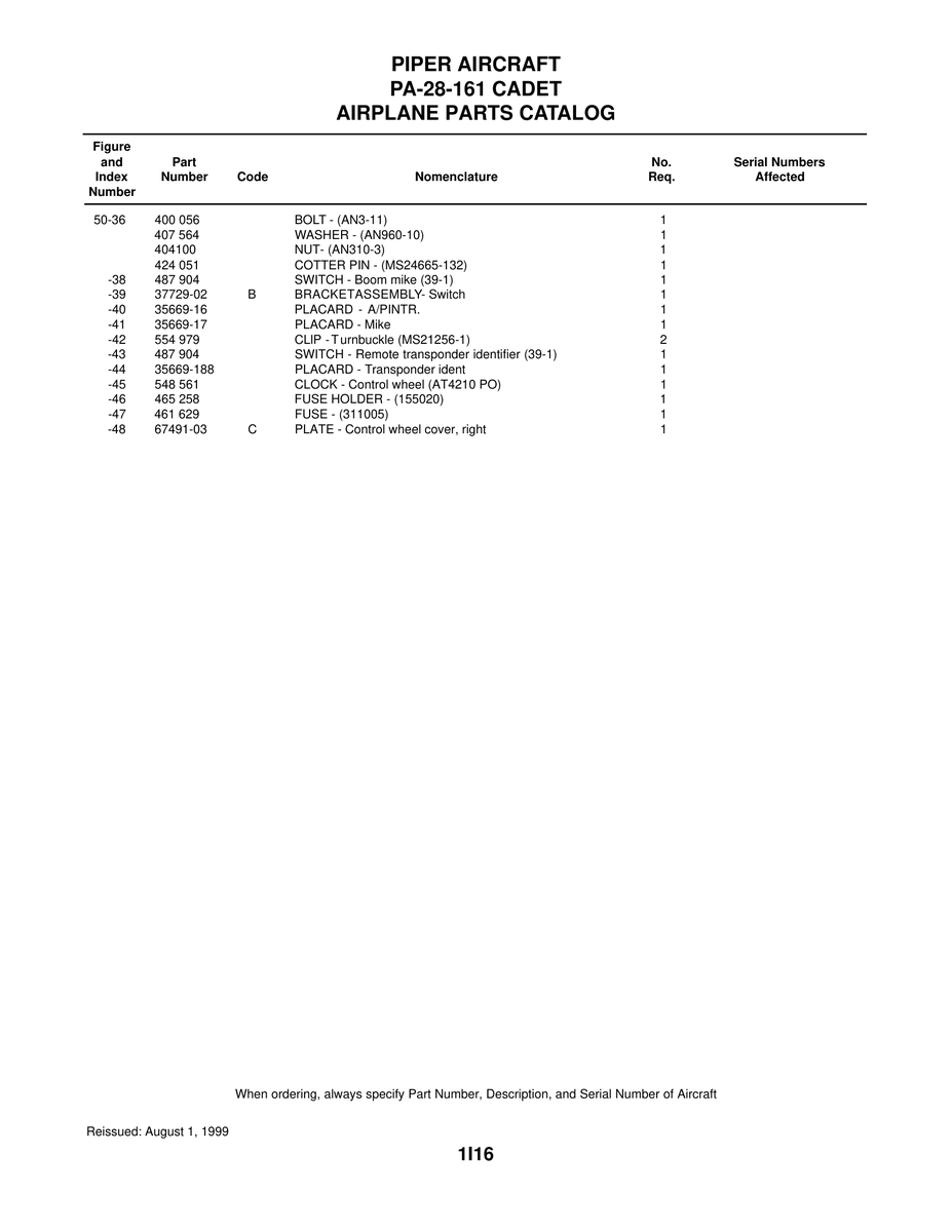 Aviation Part 37729-02 for Piper PA-28-181 Archer Aircraft