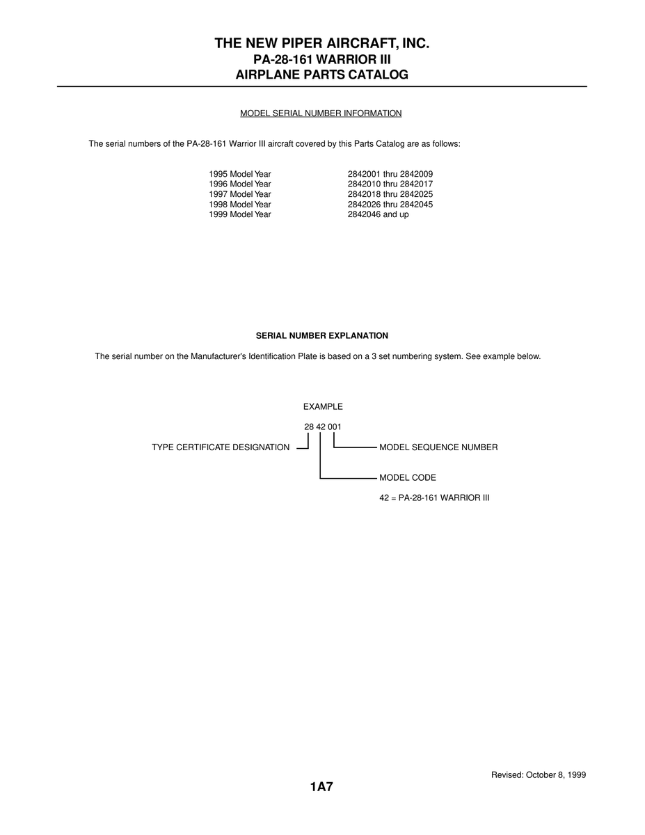 Aviation Part 2842026 for Piper PA-28-161 Warrior Aircraft