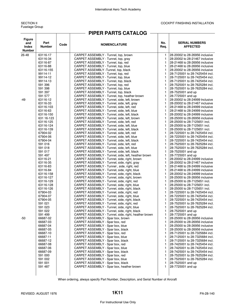 Aviation Part 66687-06 for Piper PA-28 Cherokee Aircraft