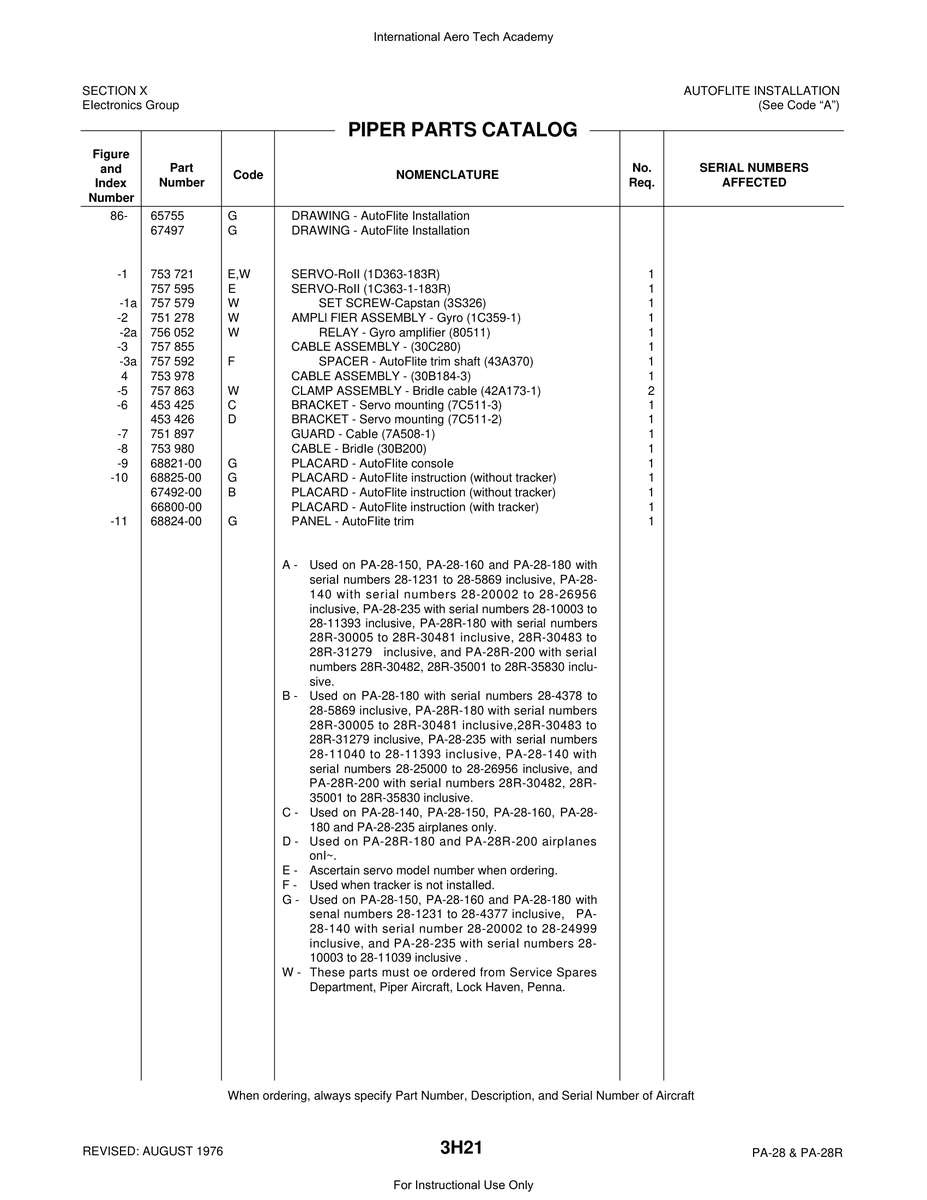 Aviation Part 67492-00 for Piper PA-28 Cherokee Aircraft