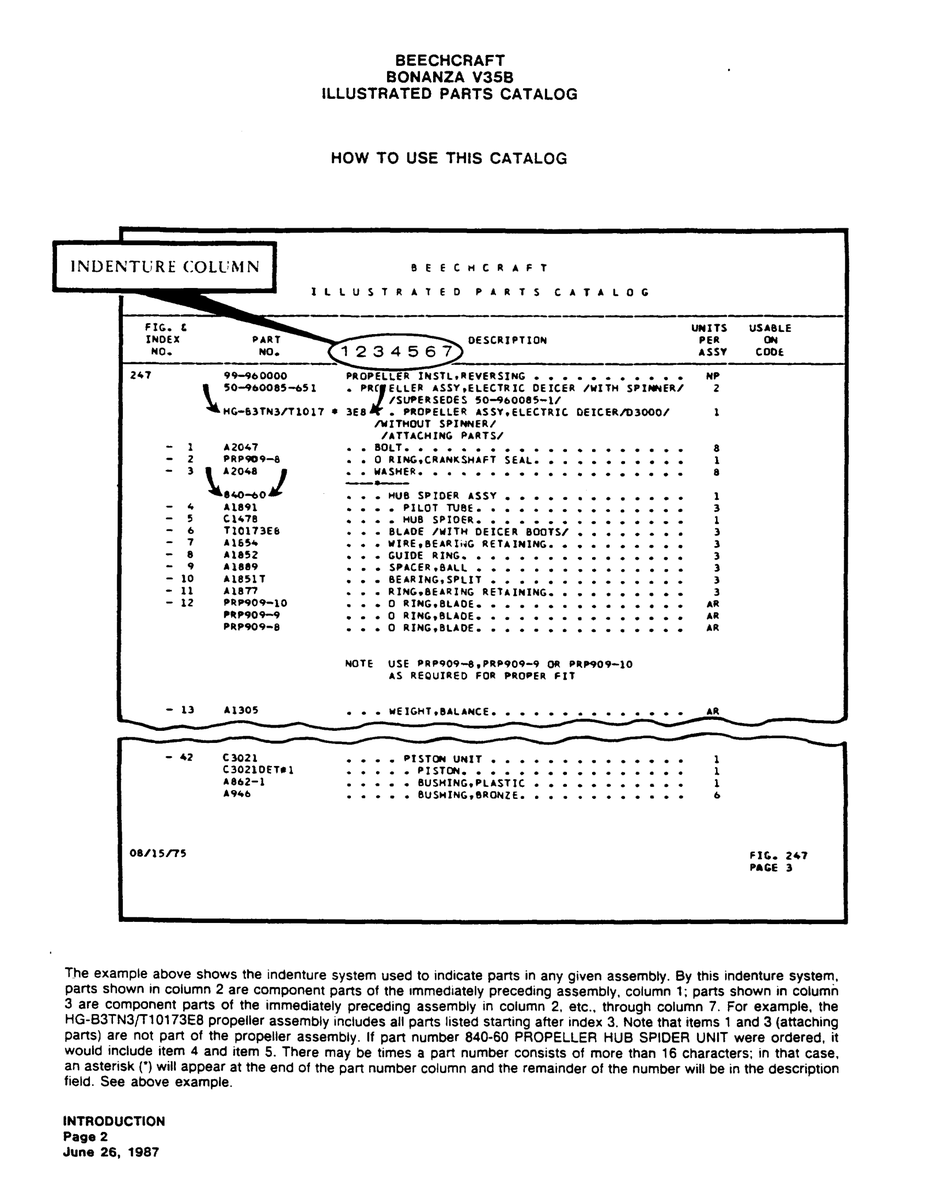 Aviation Part PRPP09--8 for Beechcraft V35 Aircraft