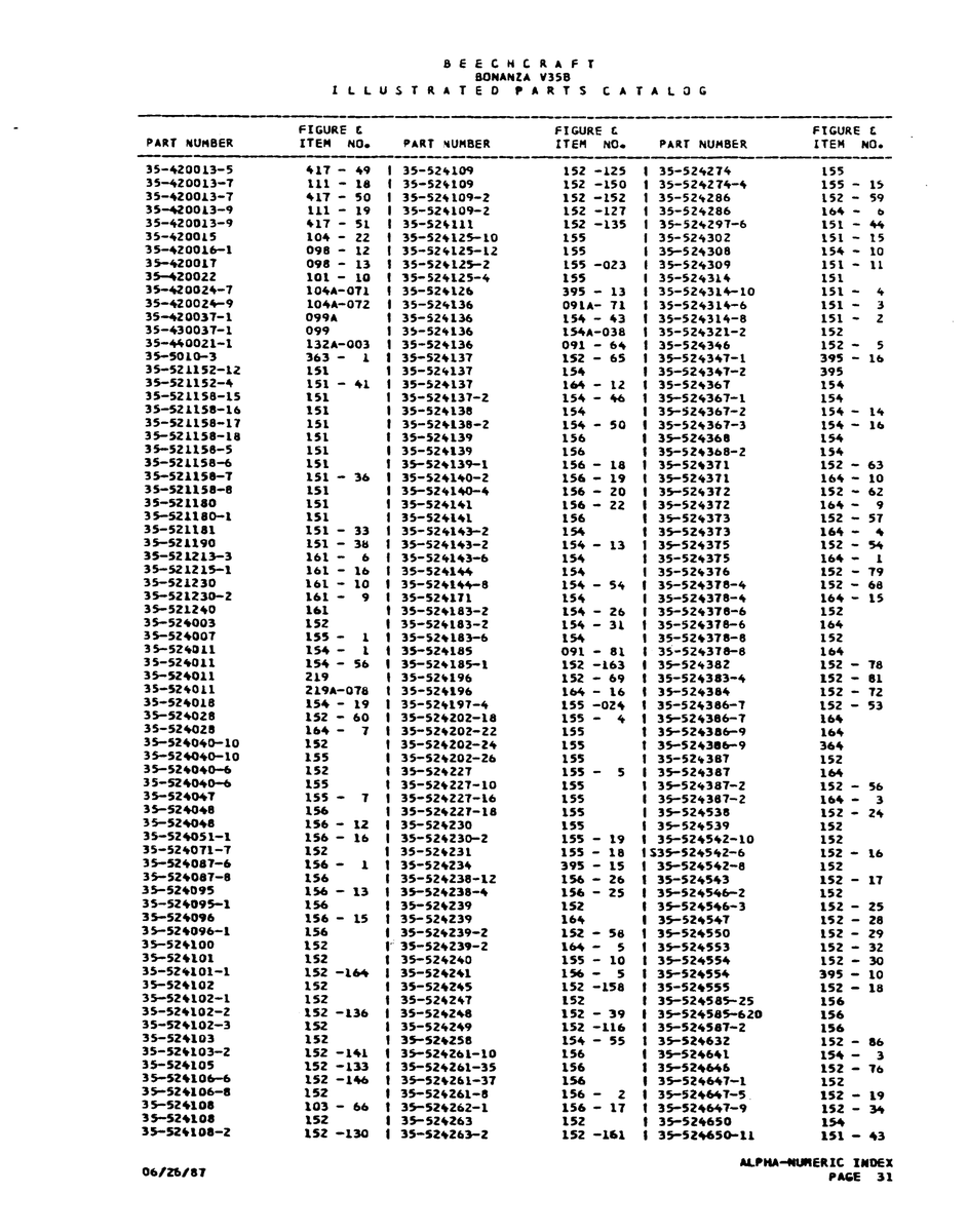 Aviation Part 35-524378-8 for Beechcraft V35 Aircraft