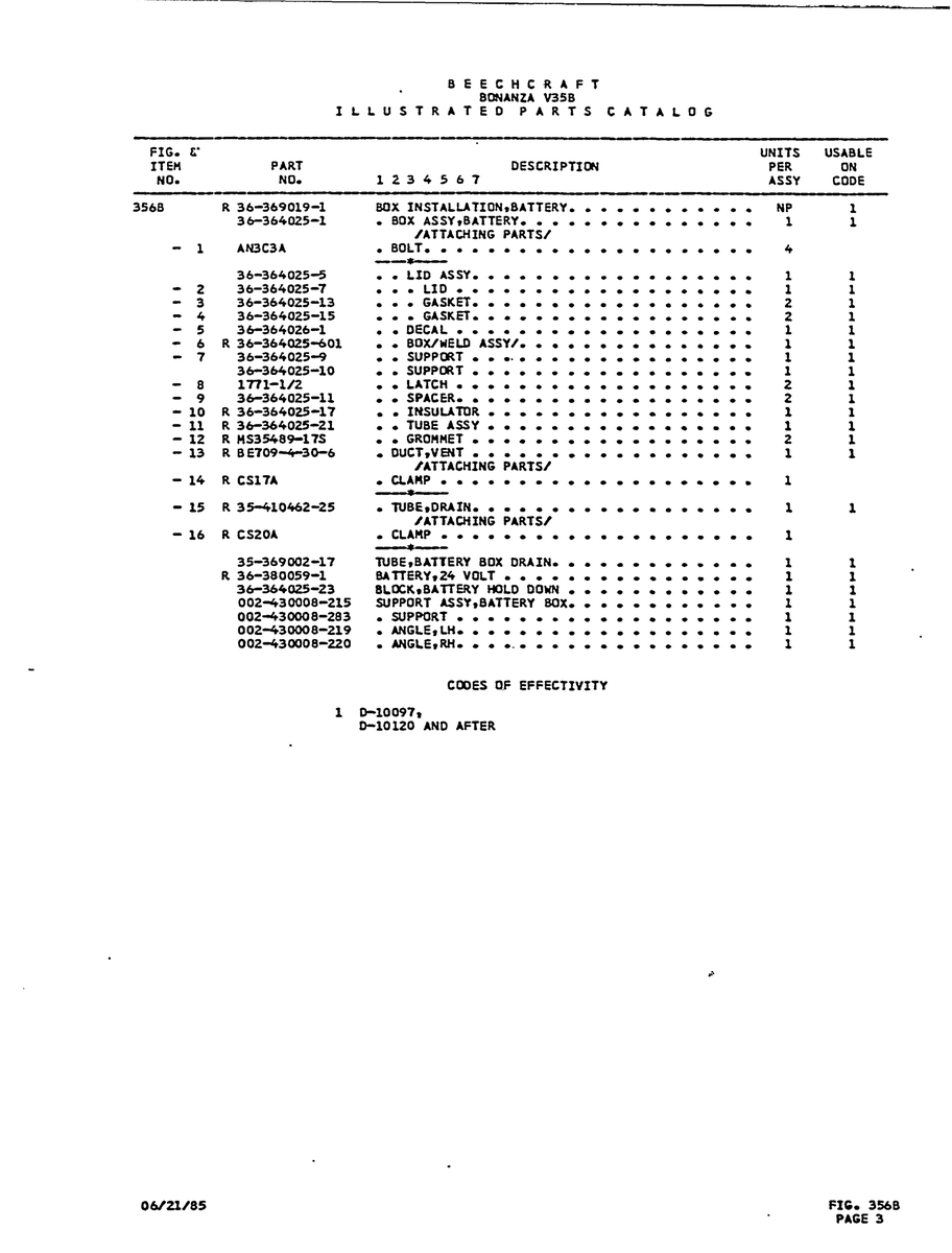Aviation Part 36-364025-10 for Beechcraft V35 Aircraft
