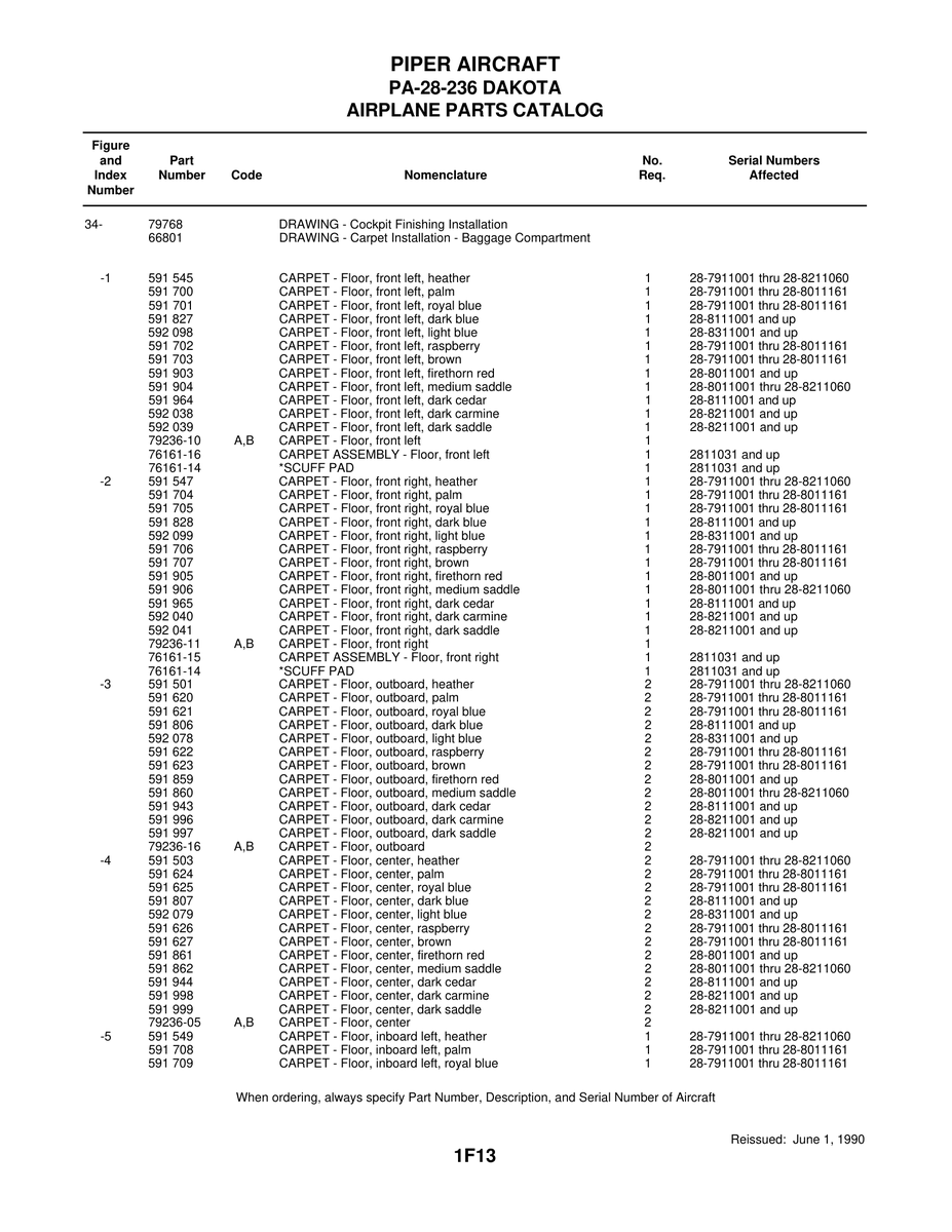Aviation Part 79236-10 for Piper PA-28 Cherokee Aircraft