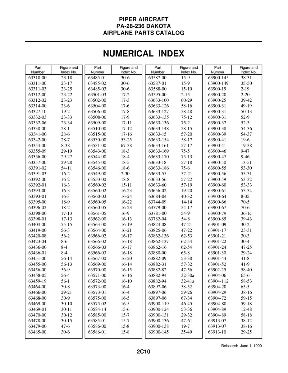 Aviation Part 36-1c for Piper PA-28-236 Dakota Aircraft