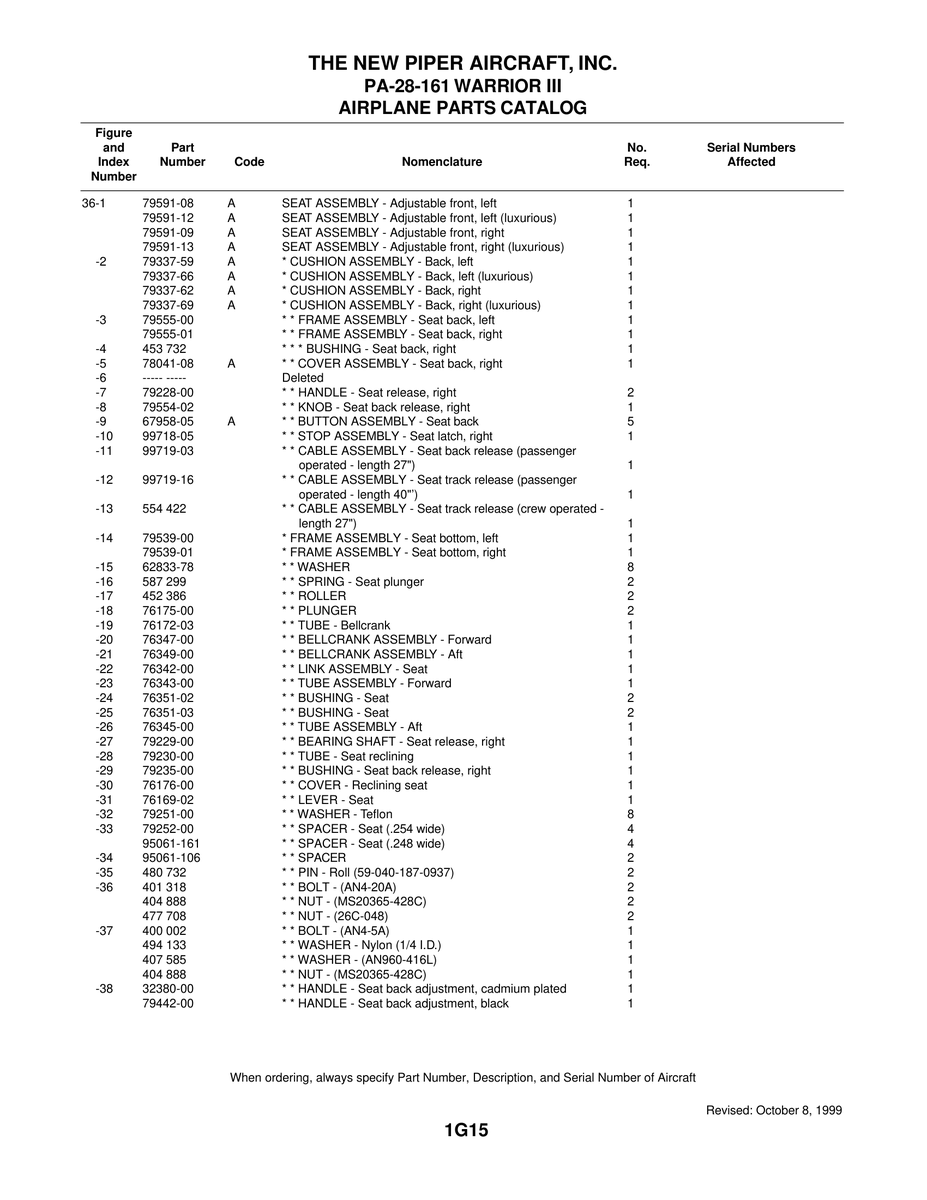 Aviation Part 76169-02 for Piper PA-28 Cherokee Aircraft