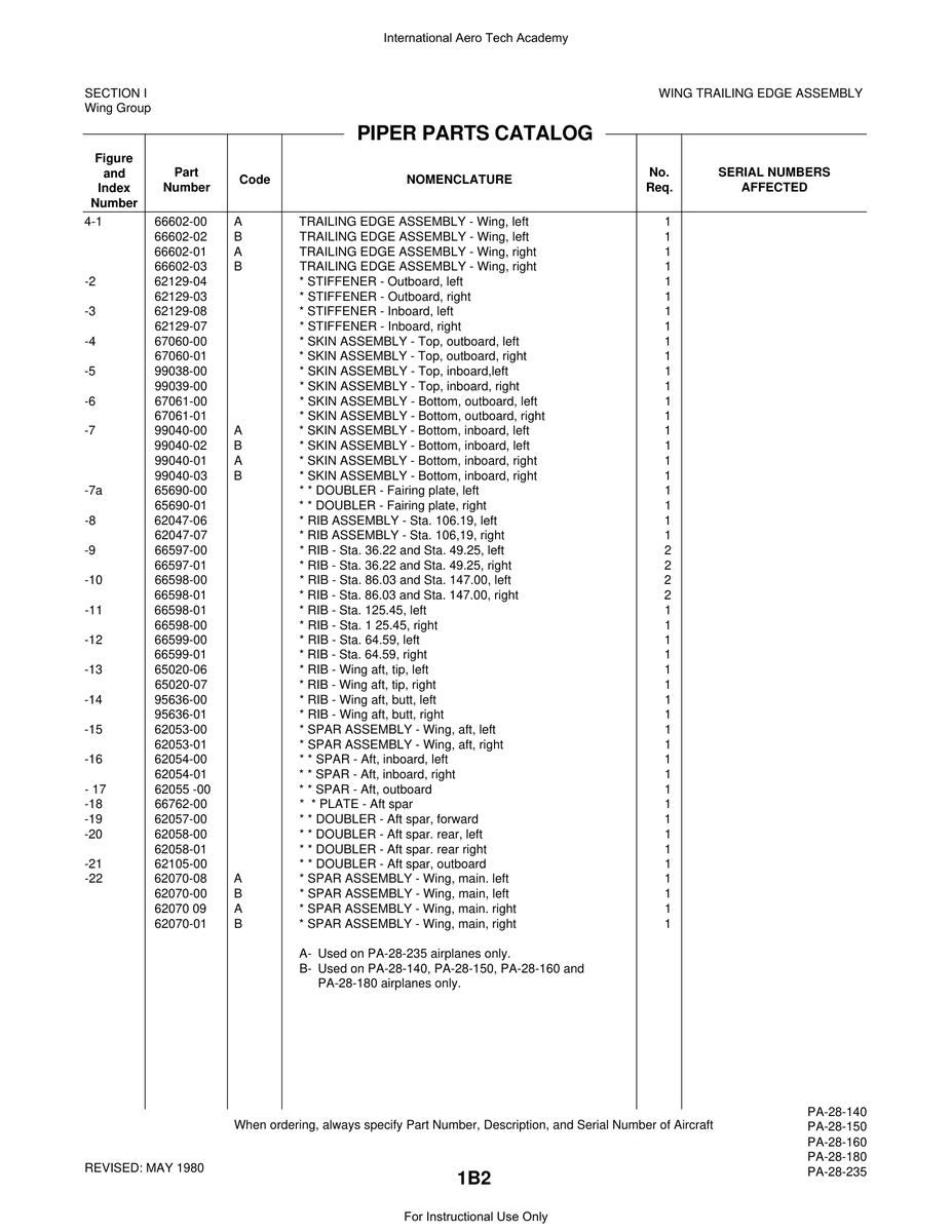 Aviation Part 99040-03 for Piper PA-28 Cherokee Aircraft