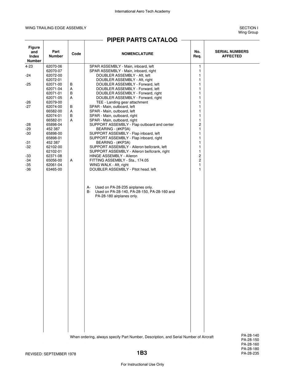 Aviation Part 65056-00 for Piper PA-28 Cherokee Aircraft