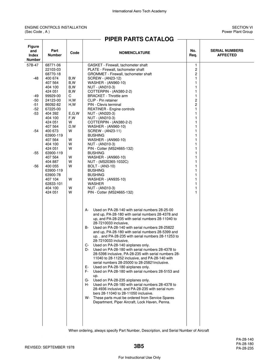 Aviation Part 86092-82 for Piper PA-28 Cherokee Aircraft