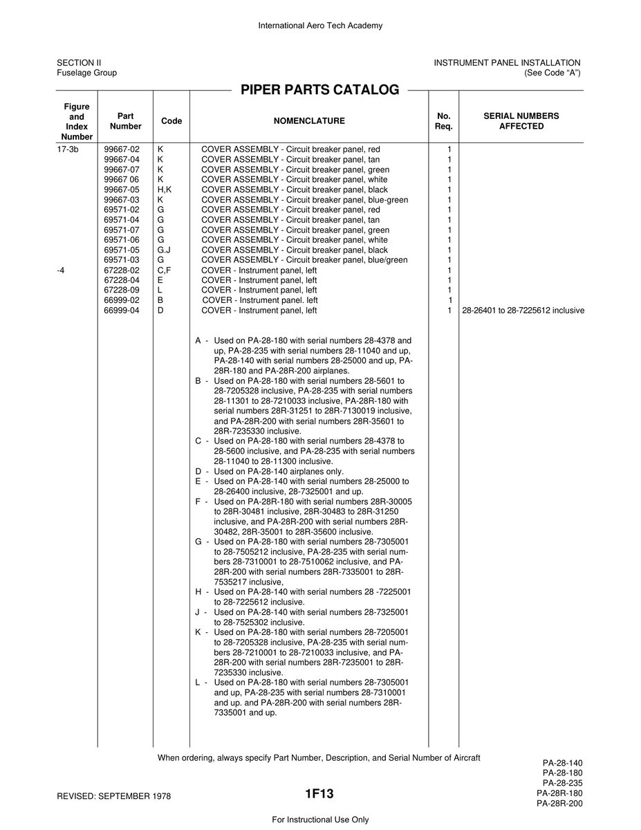 Aviation Part 69571-05 for Piper PA-28 Cherokee Aircraft