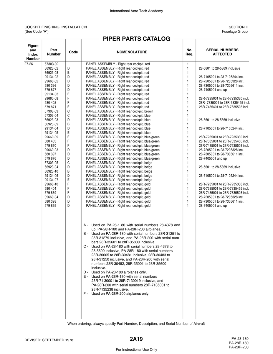 Aviation Part 99134-04 for Piper PA-28 Cherokee Aircraft