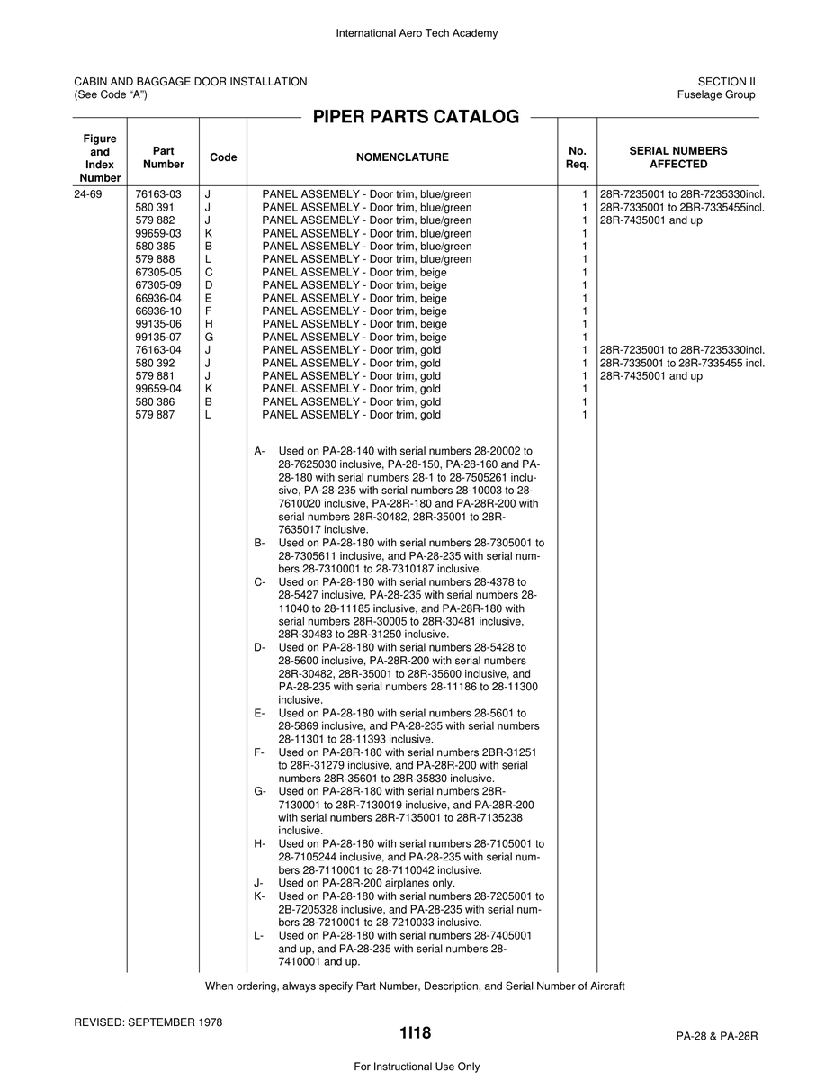 Aviation Part 99659-04 for Piper PA-28 Cherokee Aircraft