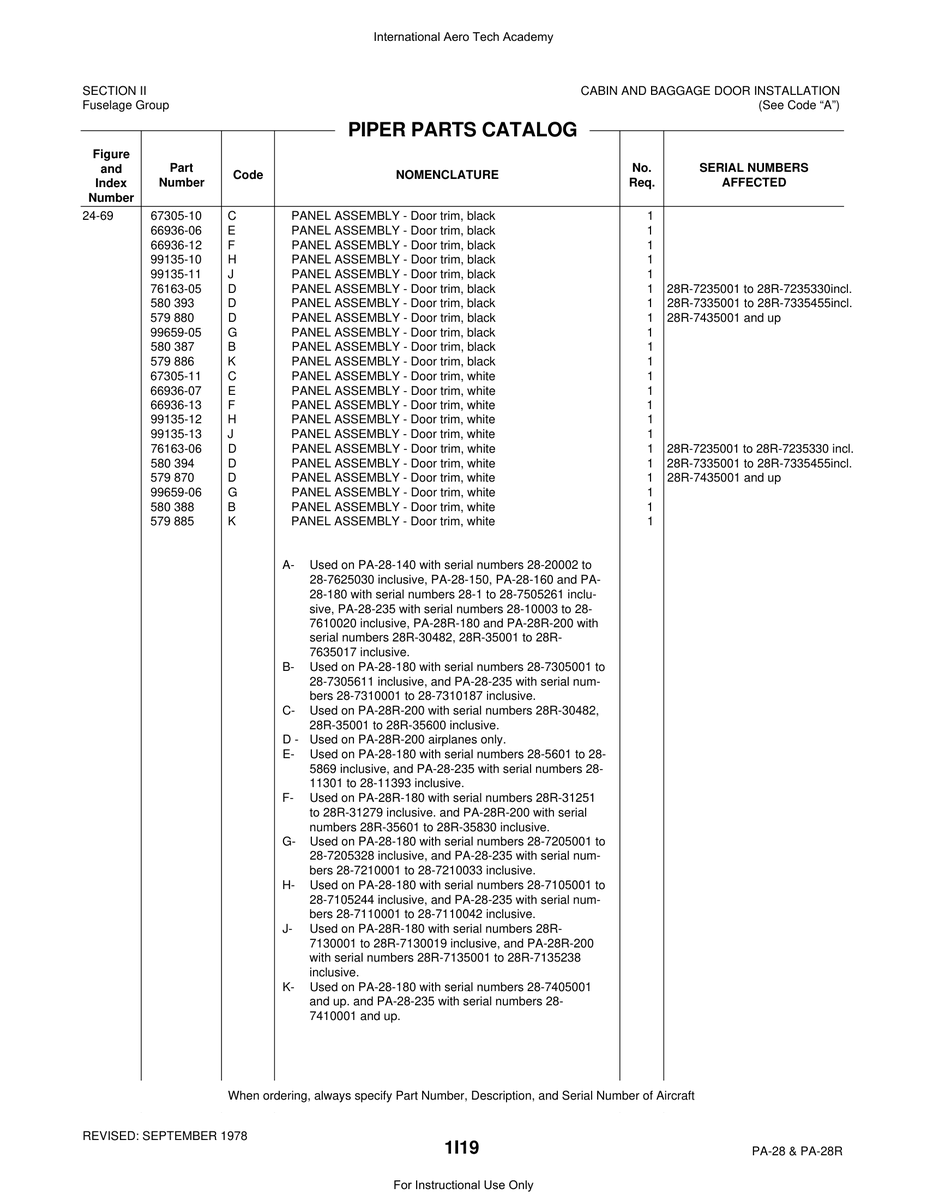 Aviation Part 99659-06 for Piper PA-28 Cherokee Aircraft