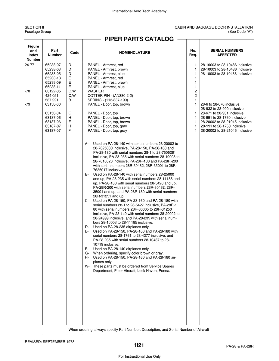 Aviation Part 63150-00 for Piper PA-28 Cherokee Aircraft