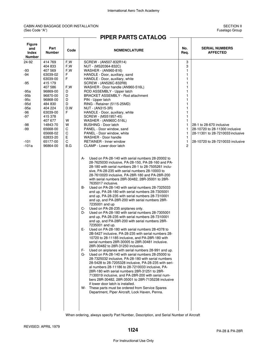 Aviation Part 65177-00 for Piper PA-28 Cherokee Aircraft