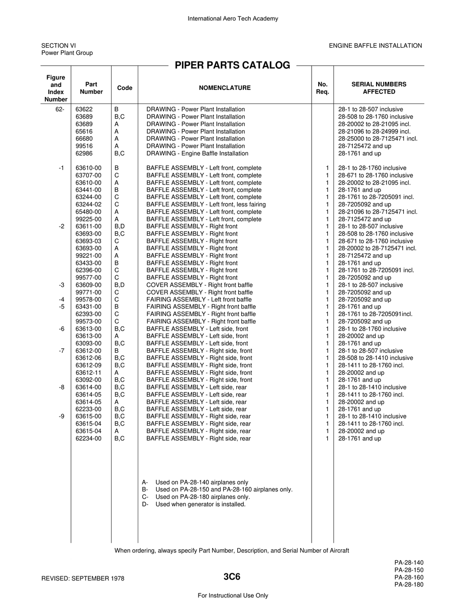 Aviation Part 99771-00 for Piper PA-28 Cherokee Aircraft