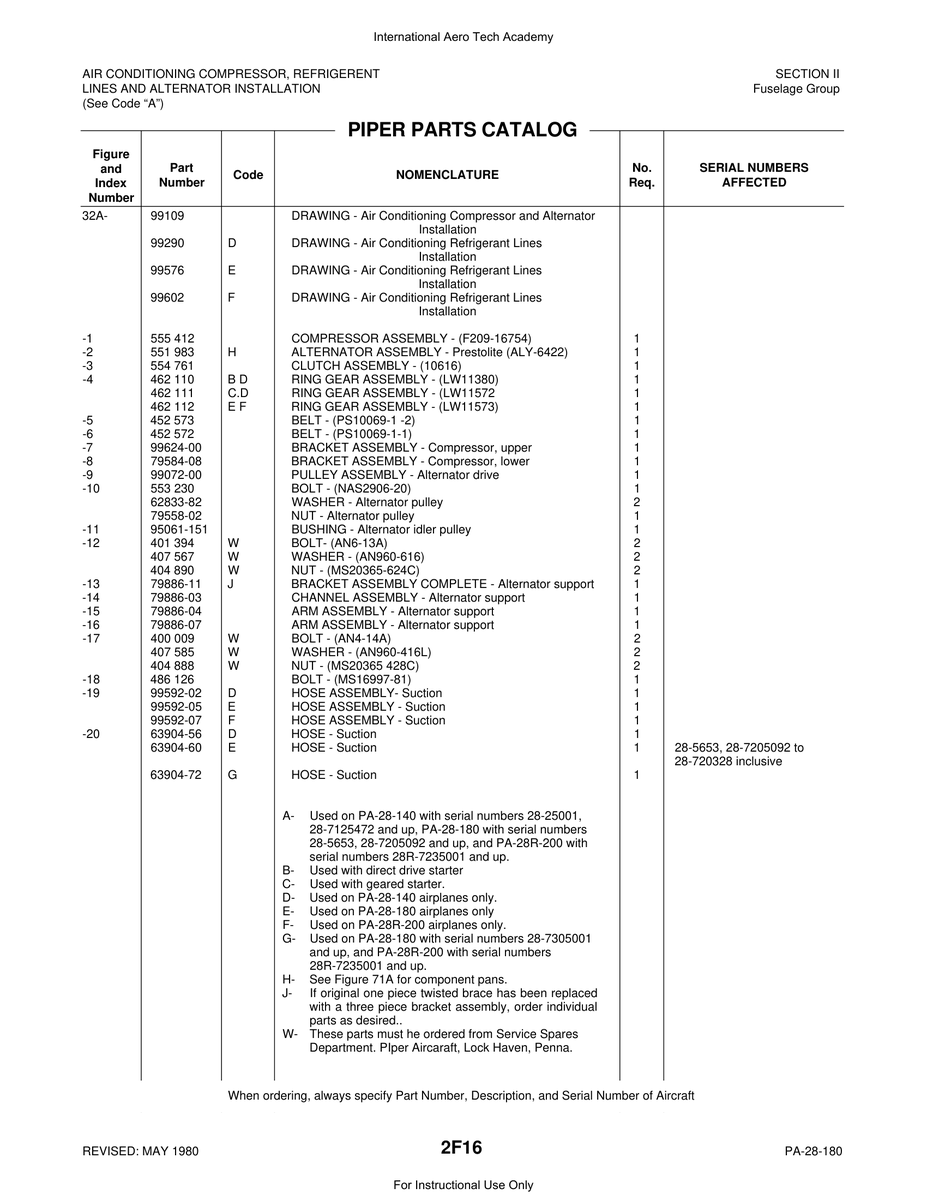 Aviation Part 79886-11 for Piper PA-28 Cherokee Aircraft
