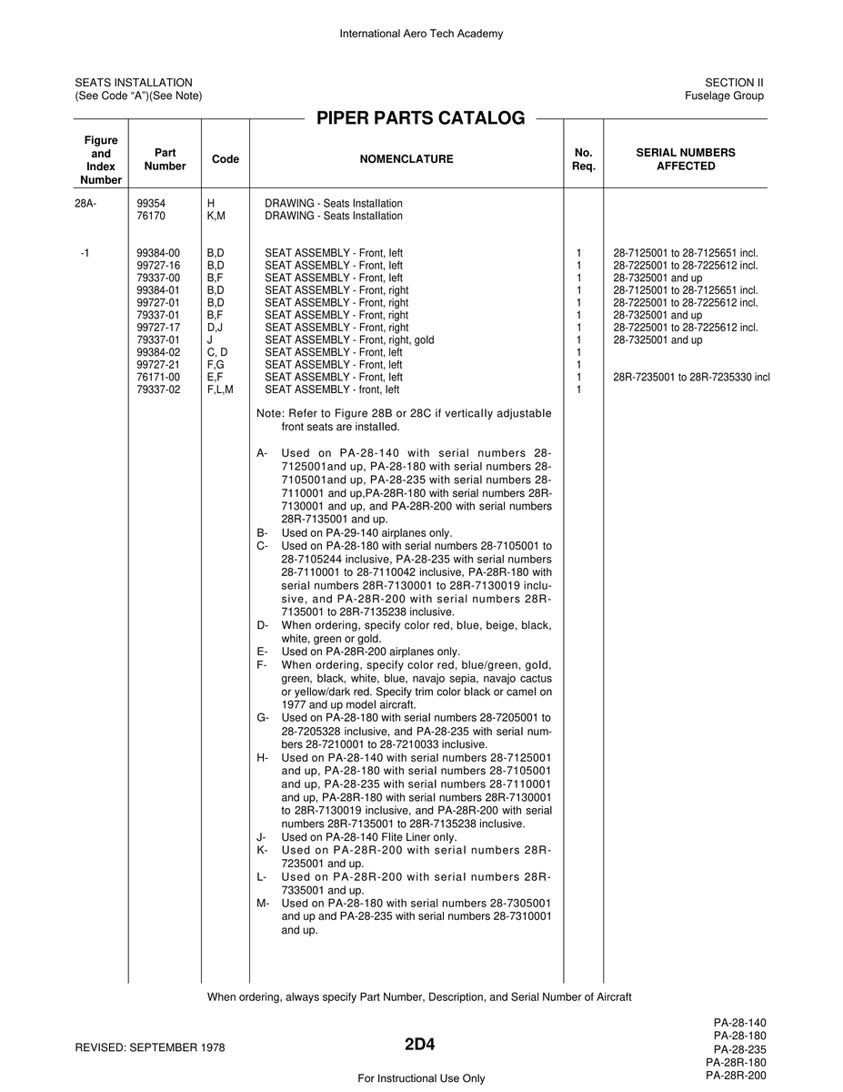Aviation Part 99384-02 for Piper PA-28 Cherokee Aircraft