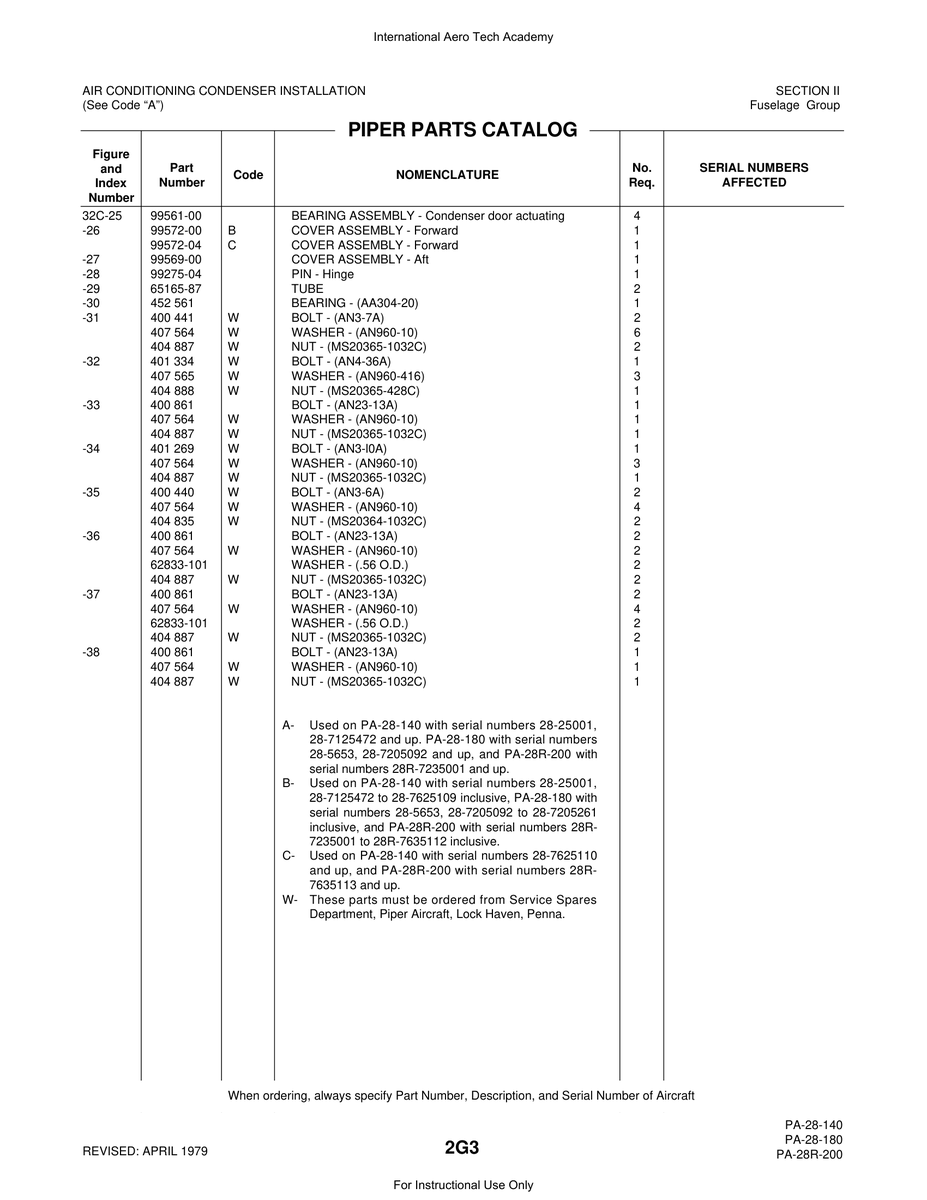 Aviation Part 99572-00 for Piper PA-28 Cherokee Aircraft