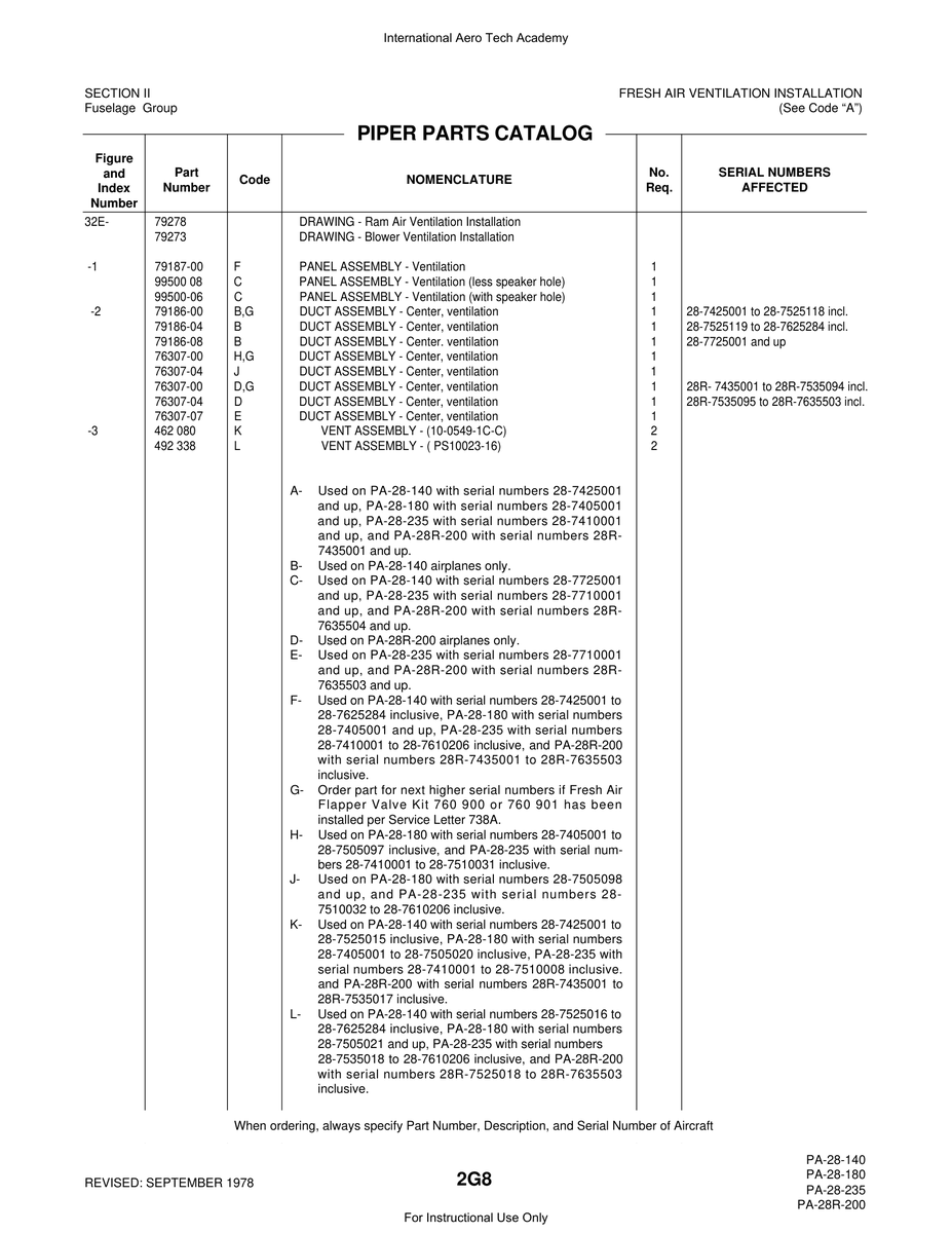 Aviation Part 76307-04 for Piper PA-28 Cherokee Aircraft