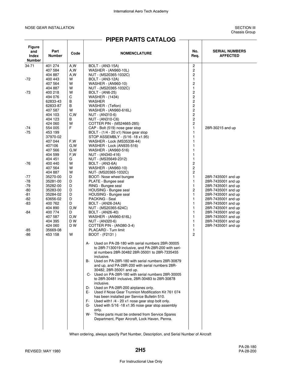 Aviation Part 35669-08 for Piper PA-28 Cherokee Aircraft