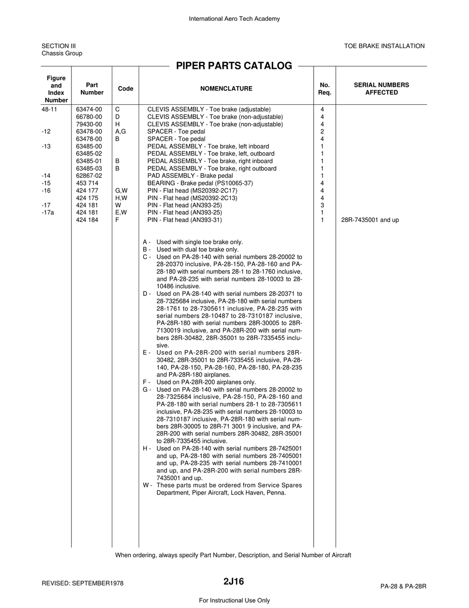 Aviation Part 63474-00 for Piper PA-28 Cherokee Aircraft