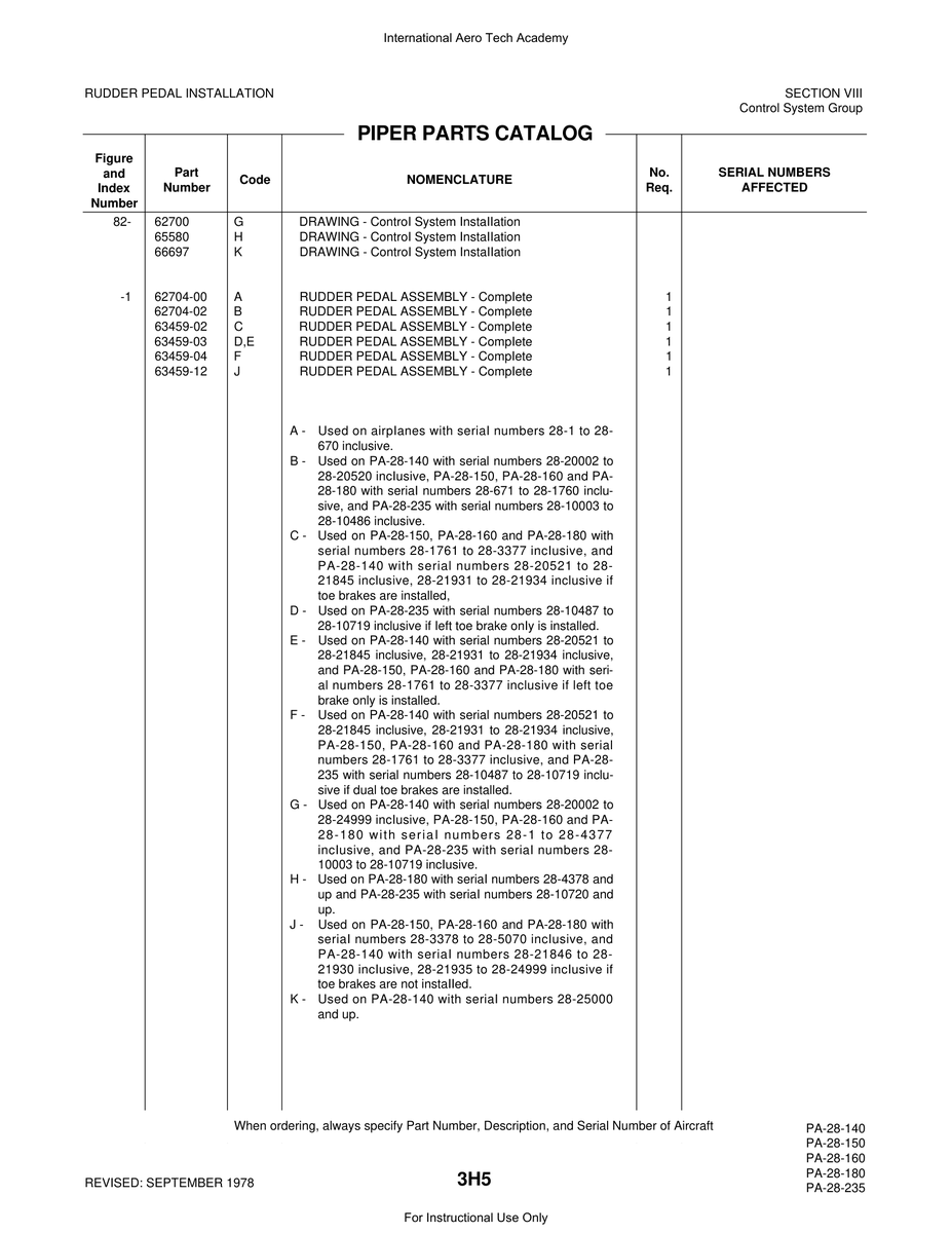 Aviation Part 63459-02 for Piper PA-28 Cherokee Aircraft