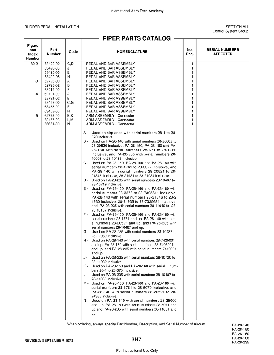 Aviation Part 63458-00 for Piper PA-28 Cherokee Aircraft