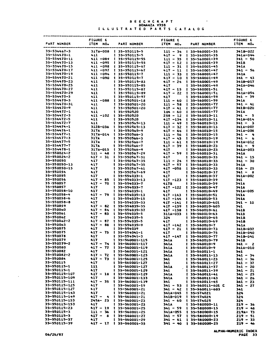 Aviation Part 36-560001-59 for Beechcraft V35 Aircraft