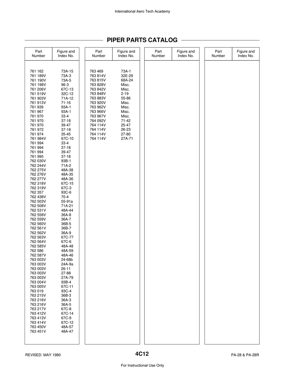 Aviation Part 24A-9a for Piper PA-28 Cherokee Aircraft