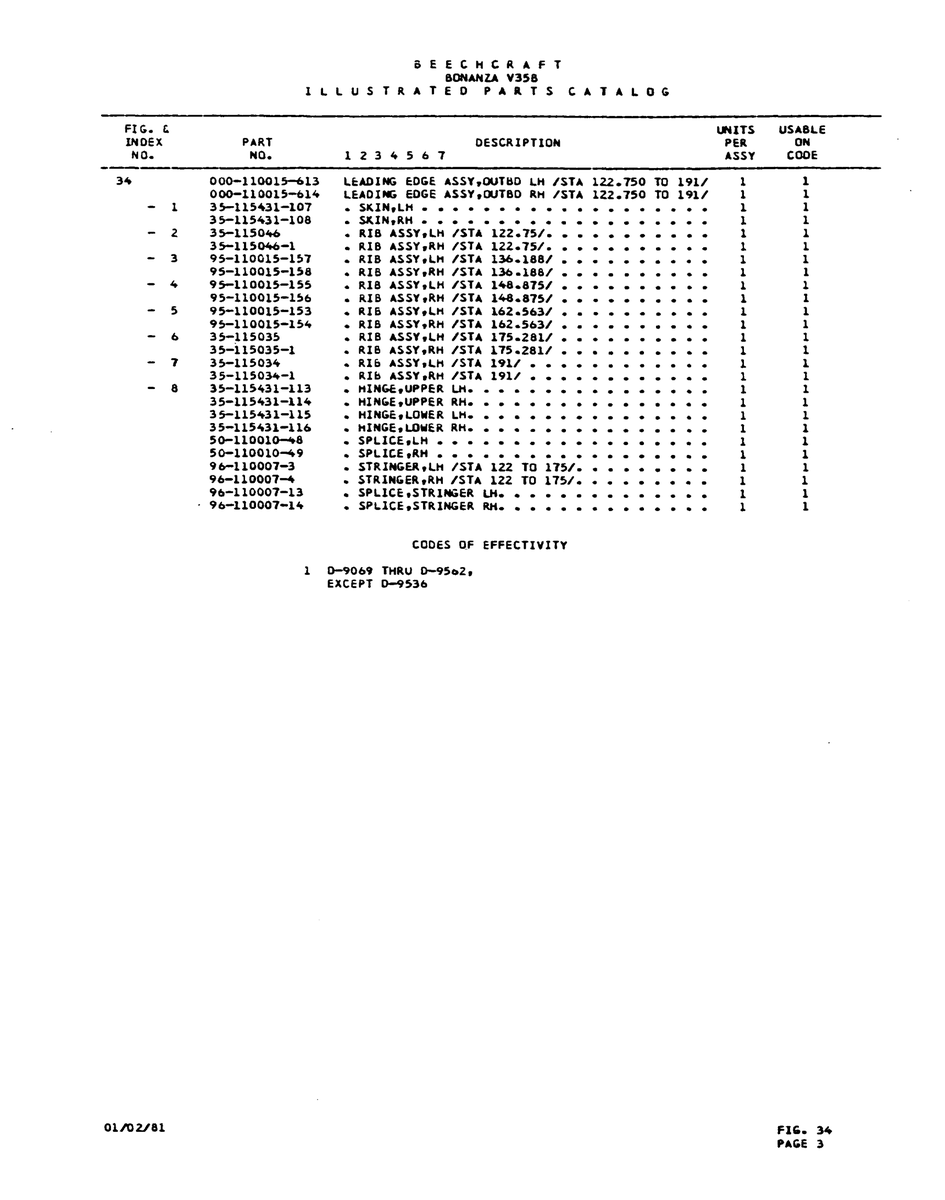 Aviation Part 35-115034-1 for Beechcraft V35 Aircraft
