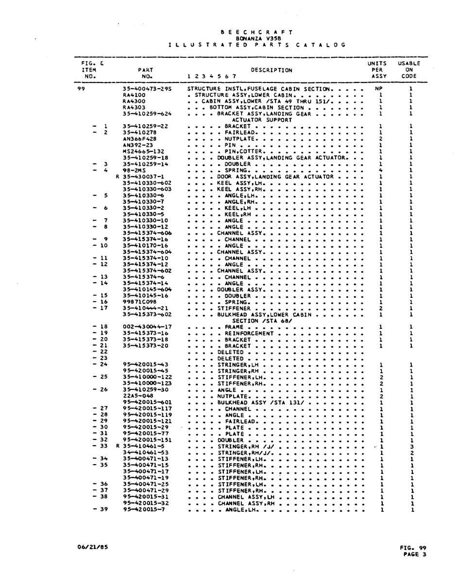 Aviation Part 95-420015-45 for Beechcraft V35 Aircraft