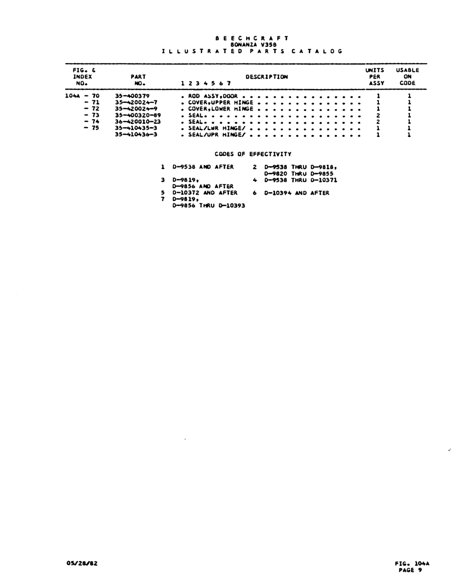 IFfER 0-103991110 for Beechcraft V35 Aircraft