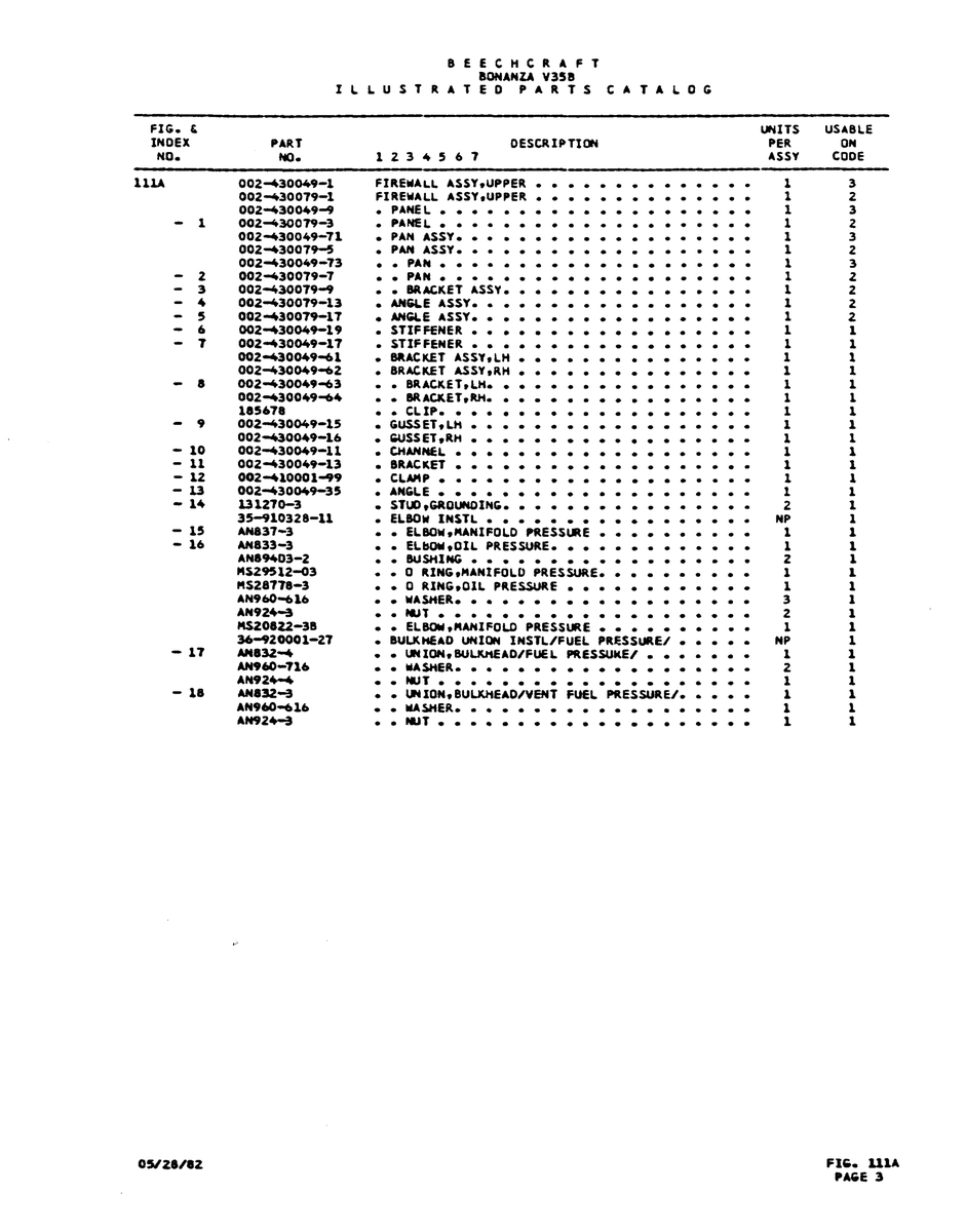 Aviation Part 35-910321-11 for Beechcraft V35 Aircraft
