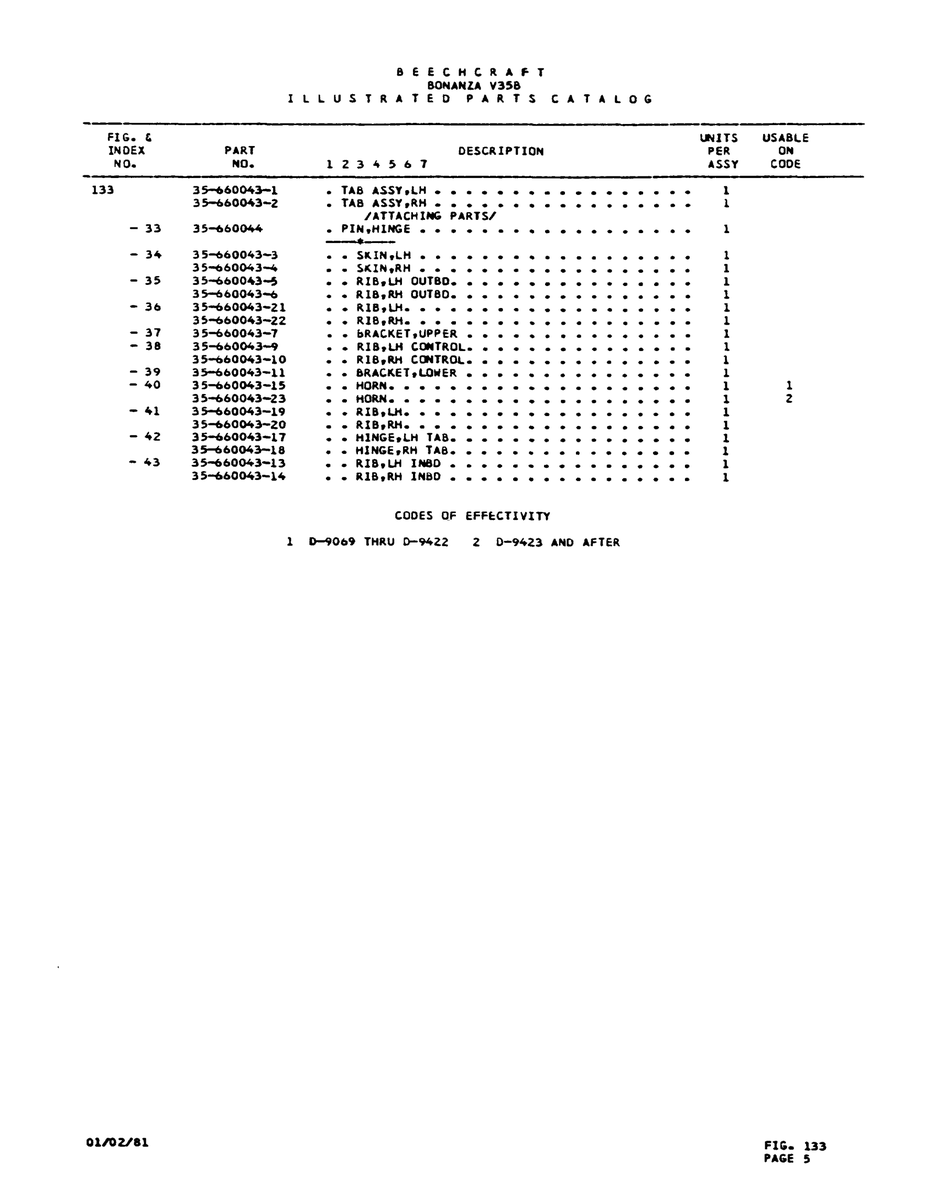 Aviation Part 35-660043-14 for Beechcraft V35 Aircraft