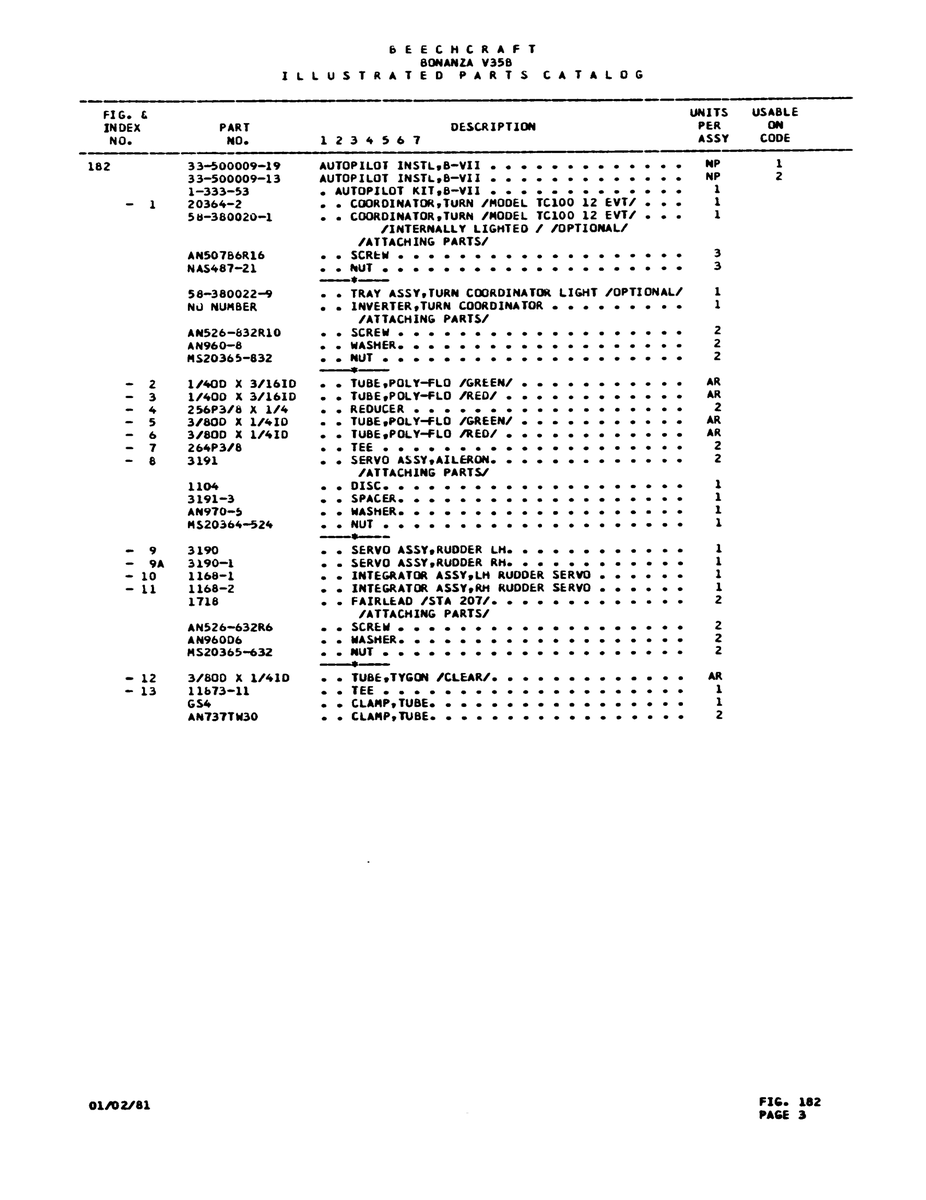 Aviation Part AW910--5 for Beechcraft V35 Aircraft