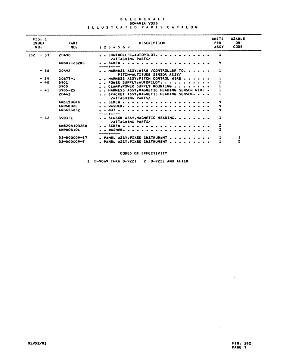 Aviation Part 9--9069 for Beechcraft V35 Aircraft
