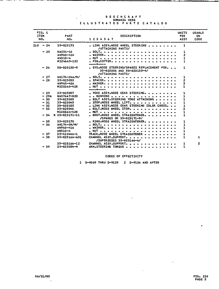 Aviation Part nS20364-628 for Beechcraft V35 Aircraft