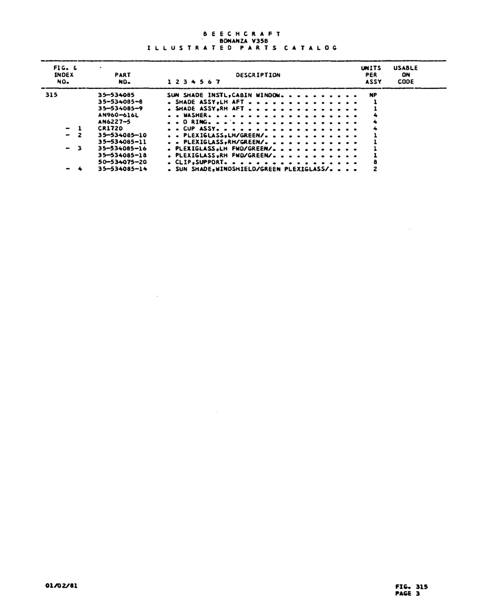 Aviation Part 35-534085-16 for Beechcraft V35 Aircraft