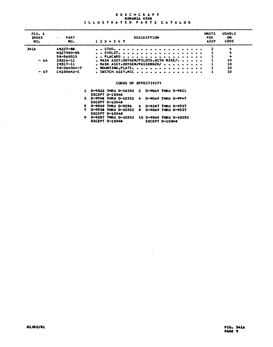 Aviation Part D-9286 for Beechcraft V35 Aircraft