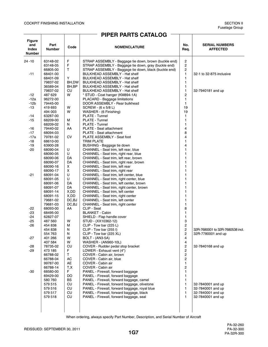 Aviation Part 68091-05 for Piper PA-32-260 Aircraft