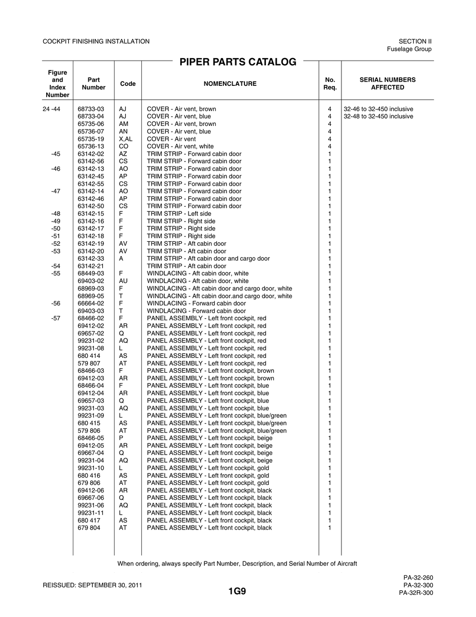 Aviation Part 99231-02 for Piper PA-32-260 Aircraft