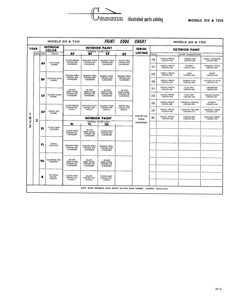 Aviation Part CES1054-804 for Cessna T210F Aircraft