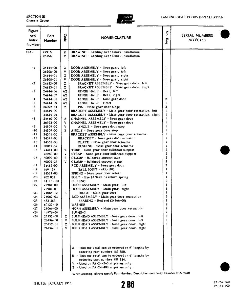 Aviation Part 26208-01 for Piper PA-32-260 Aircraft